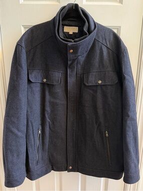 Men's Michael Kors Navy Blue Wool Field Jacket Coat - Size 3XB
